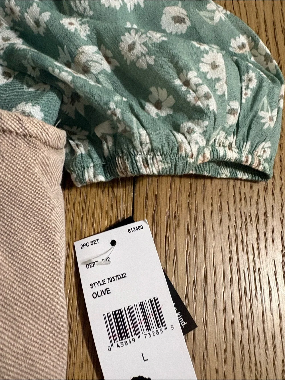 Beautees Sage Green Floral Dress with Blush Pink Vest
